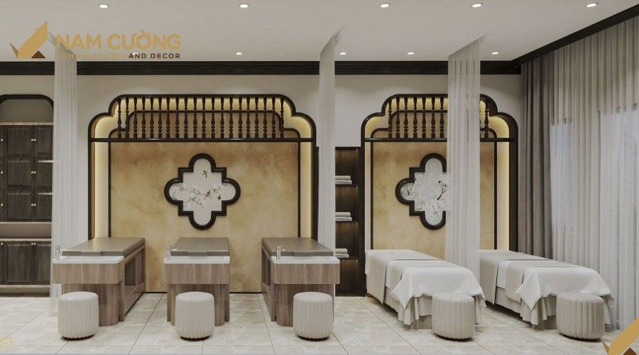 Mẫu thiết kế spa phong cách Đông Dương sang trọng